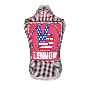 Boneyard Threadz John Lennon Peace Sign Sleeveless Button Down Shirt Size M